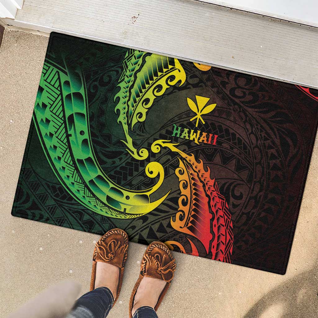 AAPI Heritage Month Rubber Doormat Kanaka Maoli Polynesian Tribal Wave