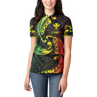 AAPI Heritage Month Women Polo Shirt Kanaka Maoli Polynesian Tribal Wave