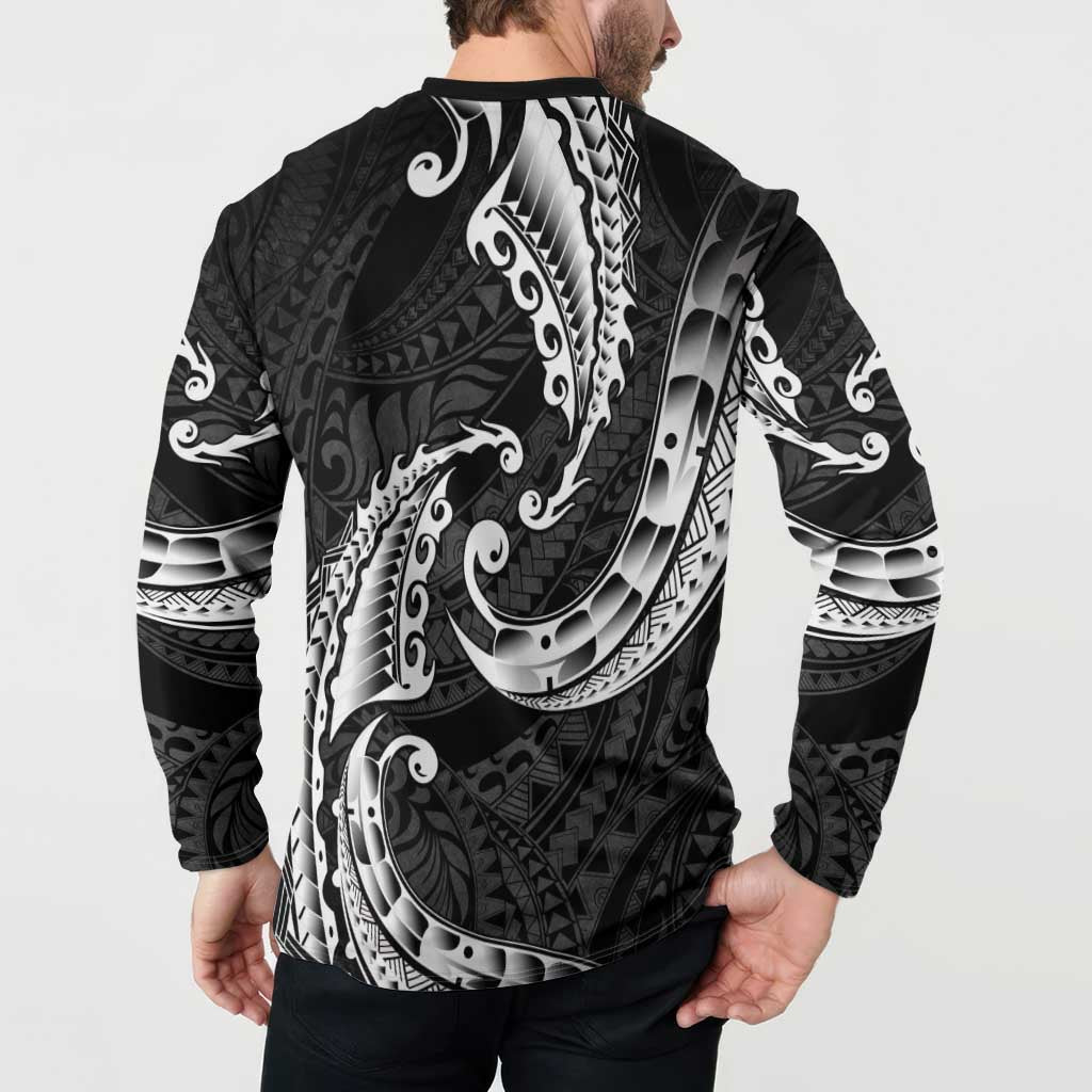 AAPI Heritage Month Button Sweatshirt American Samoa Polynesian Tribal Wave