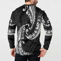 AAPI Heritage Month Button Sweatshirt American Samoa Polynesian Tribal Wave