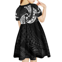 AAPI Heritage Month Kid Short Sleeve Dress American Samoa Polynesian Tribal Wave