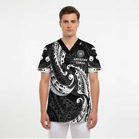 AAPI Heritage Month Scrub Top American Samoa Polynesian Tribal Wave - Polynesian Pride