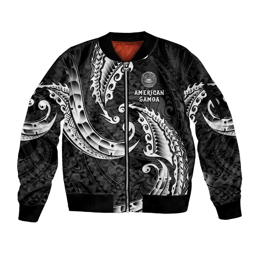 AAPI Heritage Month Sleeve Zip Bomber Jacket American Samoa Polynesian Tribal Wave