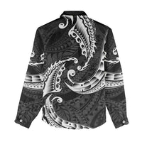 AAPI Heritage Month Women Casual Shirt American Samoa Polynesian Tribal Wave