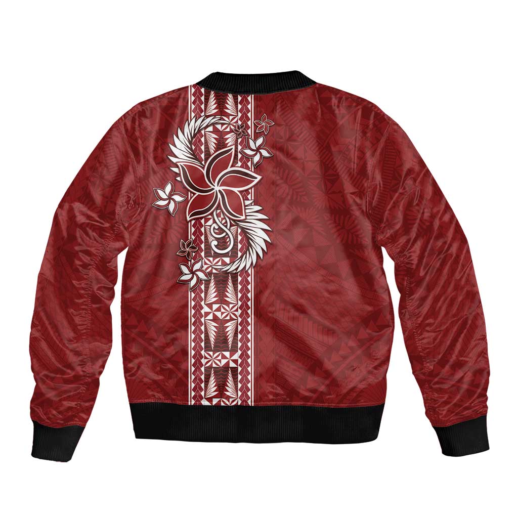 Tonga Language Week Bomber Jacket Malo e Lelei Kupesi Ngatu Pattern