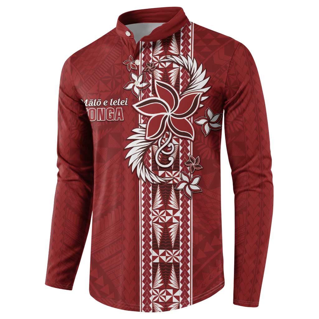 Tonga Language Week Button Sweatshirt Malo e Lelei Kupesi Ngatu Pattern LT05 - Polynesian Pride