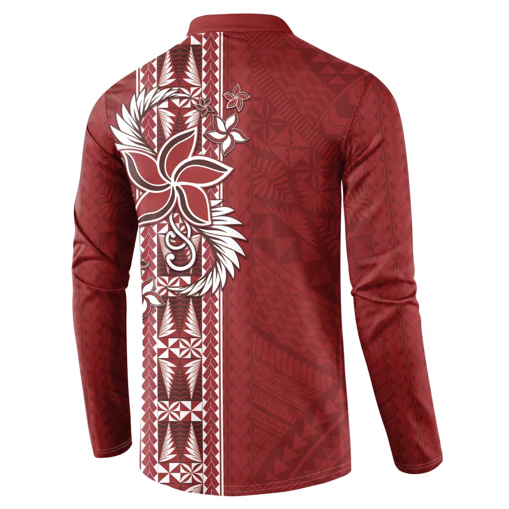 Tonga Language Week Button Sweatshirt Malo e Lelei Kupesi Ngatu Pattern LT05 - Polynesian Pride