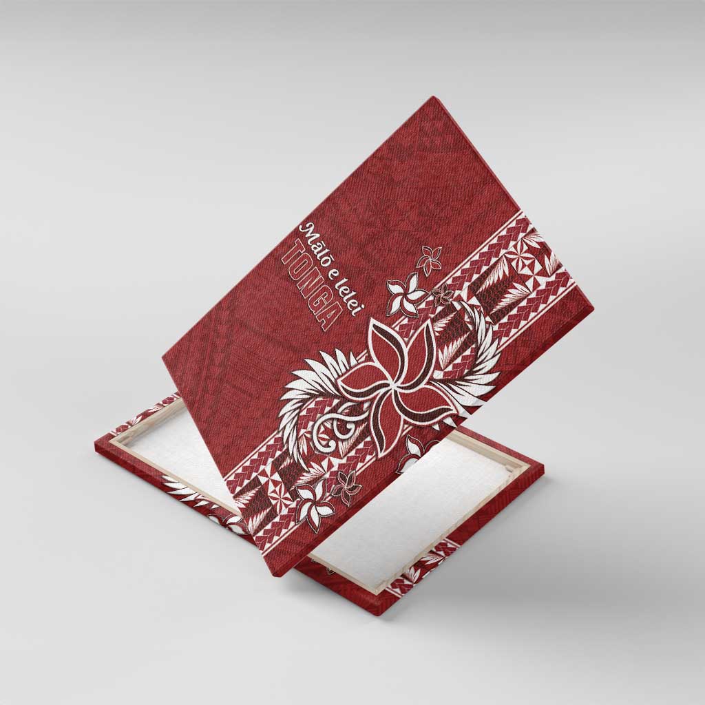 Tonga Language Week Canvas Wall Art Malo e Lelei Kupesi Ngatu Pattern LT05 With Frame Red - Polynesian Pride