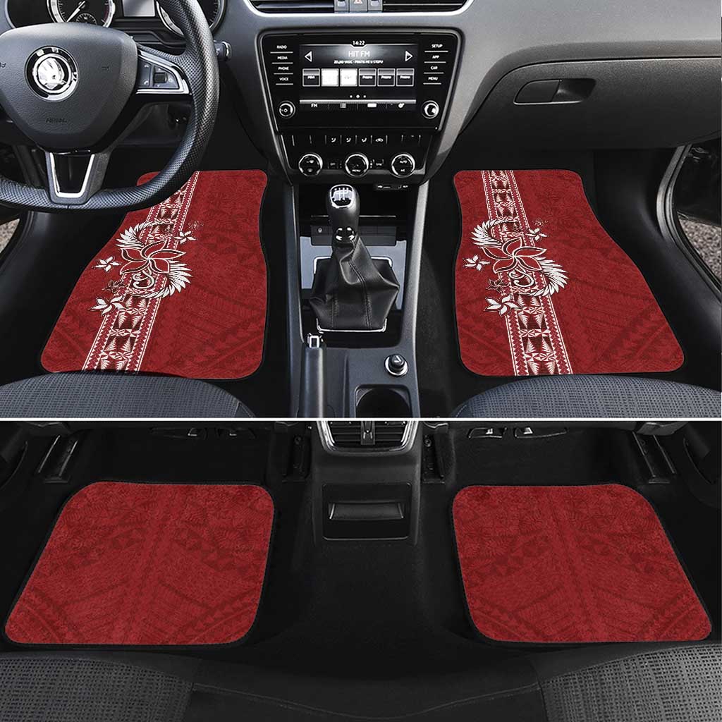 Tonga Language Week Car Mats Malo e Lelei Kupesi Ngatu Pattern LT05 Set 4pcs Red - Polynesian Pride