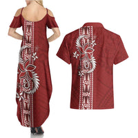 Tonga Language Week Couples Matching Summer Maxi Dress and Hawaiian Shirt Malo e Lelei Kupesi Ngatu Pattern LT05 - Polynesian Pride