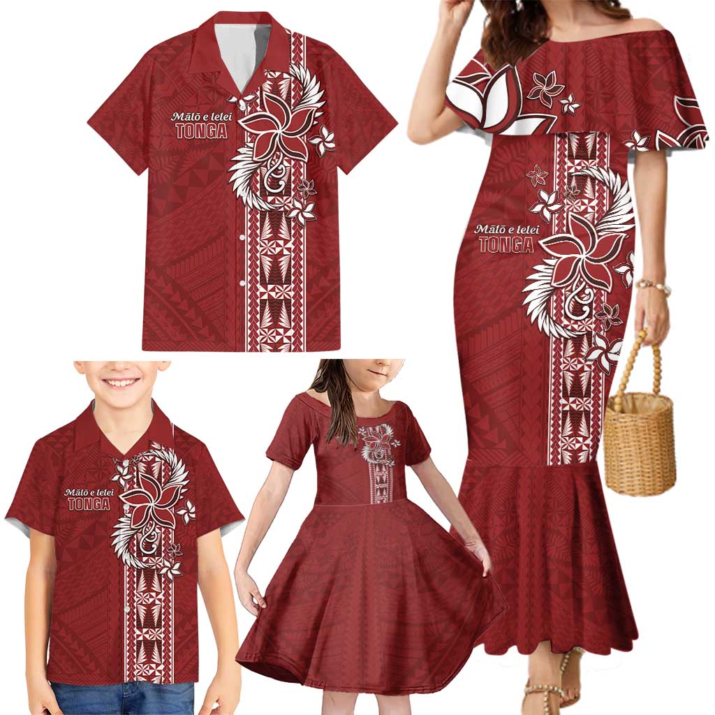 Tonga Language Week Family Matching Mermaid Dress and Hawaiian Shirt Malo e Lelei Kupesi Ngatu Pattern LT05 - Polynesian Pride