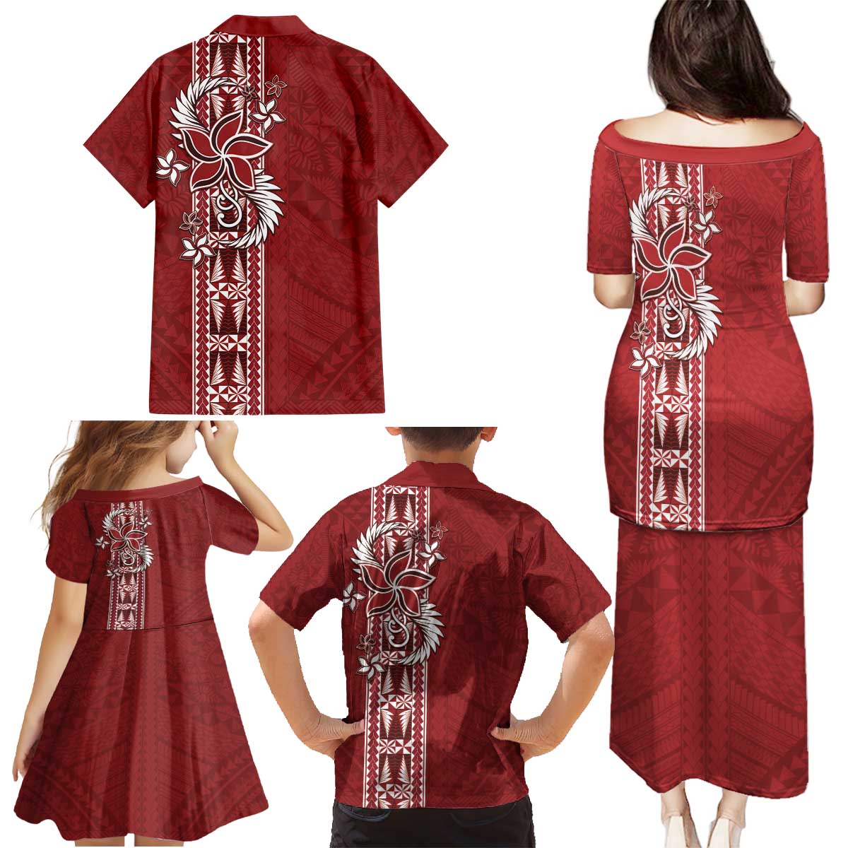 Tonga Language Week Family Matching Puletasi and Hawaiian Shirt Malo e Lelei Kupesi Ngatu Pattern LT05 - Polynesian Pride