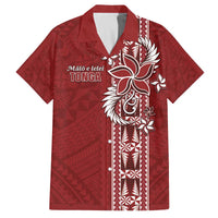 Tonga Language Week Family Matching Puletasi and Hawaiian Shirt Malo e Lelei Kupesi Ngatu Pattern LT05 Dad's Shirt - Short Sleeve Red - Polynesian Pride