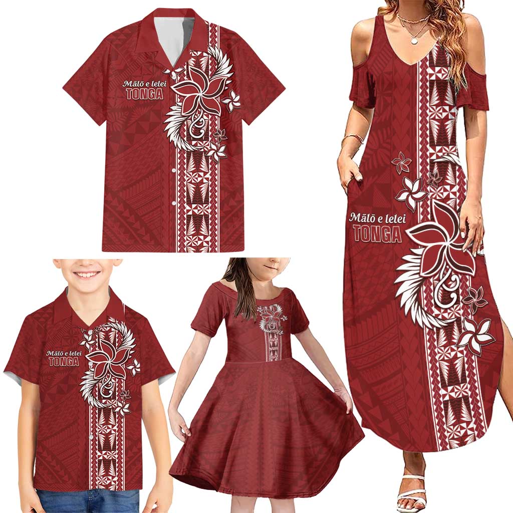 Tonga Language Week Family Matching Summer Maxi Dress and Hawaiian Shirt Malo e Lelei Kupesi Ngatu Pattern LT05 - Polynesian Pride