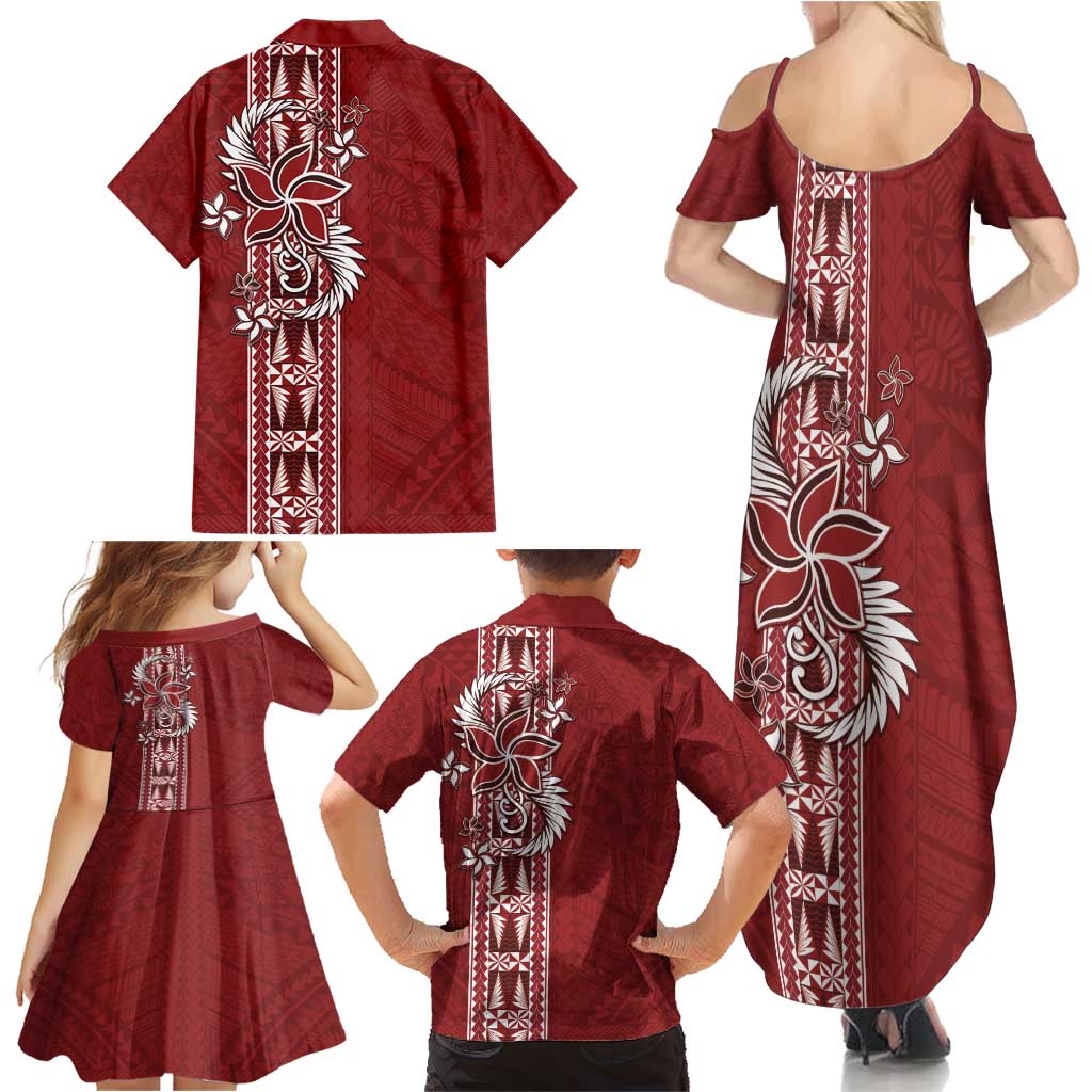 Tonga Language Week Family Matching Summer Maxi Dress and Hawaiian Shirt Malo e Lelei Kupesi Ngatu Pattern LT05 - Polynesian Pride