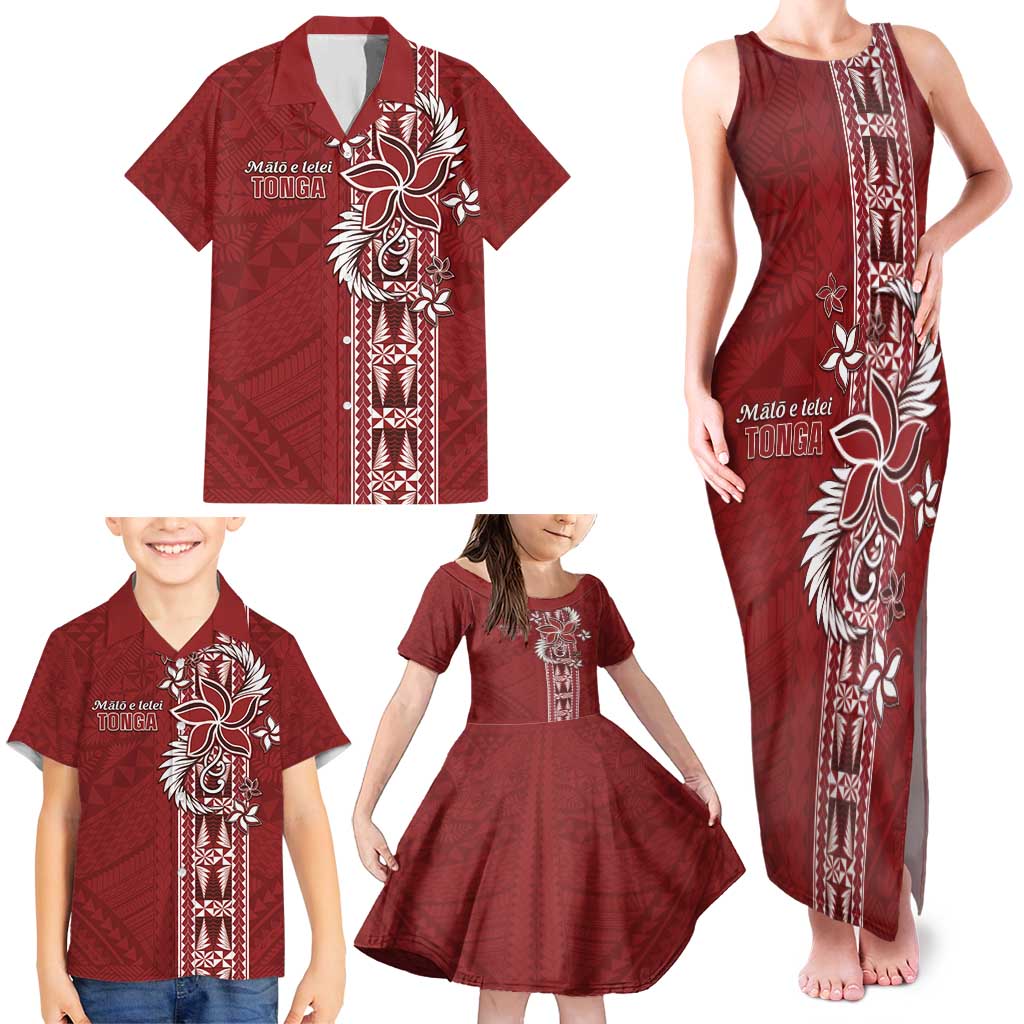Tonga Language Week Family Matching Tank Maxi Dress and Hawaiian Shirt Malo e Lelei Kupesi Ngatu Pattern LT05 - Polynesian Pride