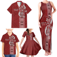 Tonga Language Week Family Matching Tank Maxi Dress and Hawaiian Shirt Malo e Lelei Kupesi Ngatu Pattern LT05 - Polynesian Pride
