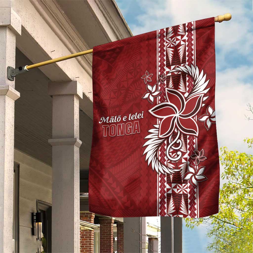 Tonga Language Week Garden Flag Malo e Lelei Kupesi Ngatu Pattern LT05 House Flag Red - Polynesian Pride