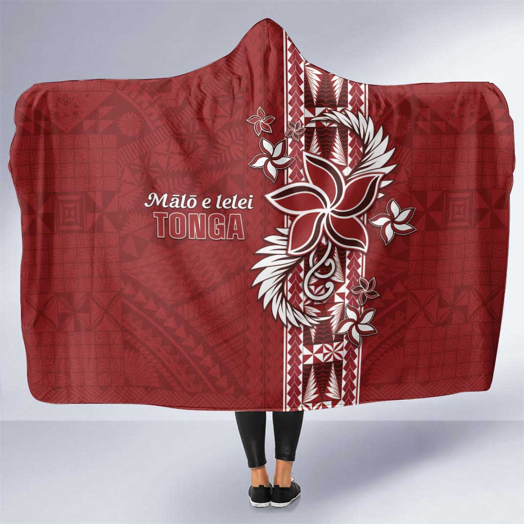 Tonga Language Week Hooded Blanket Malo e Lelei Kupesi Ngatu Pattern LT05 One Size Red - Polynesian Pride