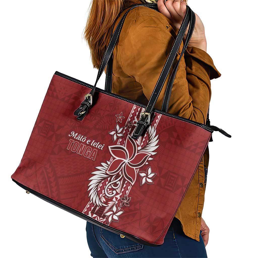 Tonga Language Week Leather Tote Bag Malo e Lelei Kupesi Ngatu Pattern LT05 - Polynesian Pride