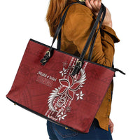 Tonga Language Week Leather Tote Bag Malo e Lelei Kupesi Ngatu Pattern LT05 - Polynesian Pride