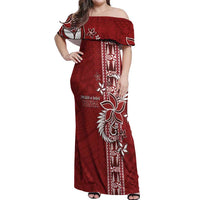 Tonga Language Week Off Shoulder Maxi Dress Malo e Lelei Kupesi Ngatu Pattern