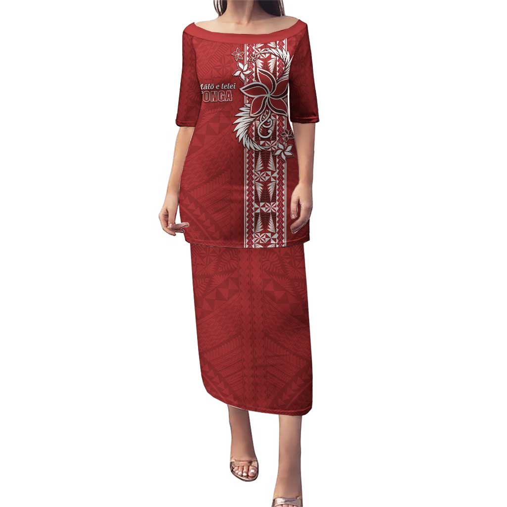 Tonga Language Week Puletasi Malo e Lelei Kupesi Ngatu Pattern LT05 Long Dress Red - Polynesian Pride