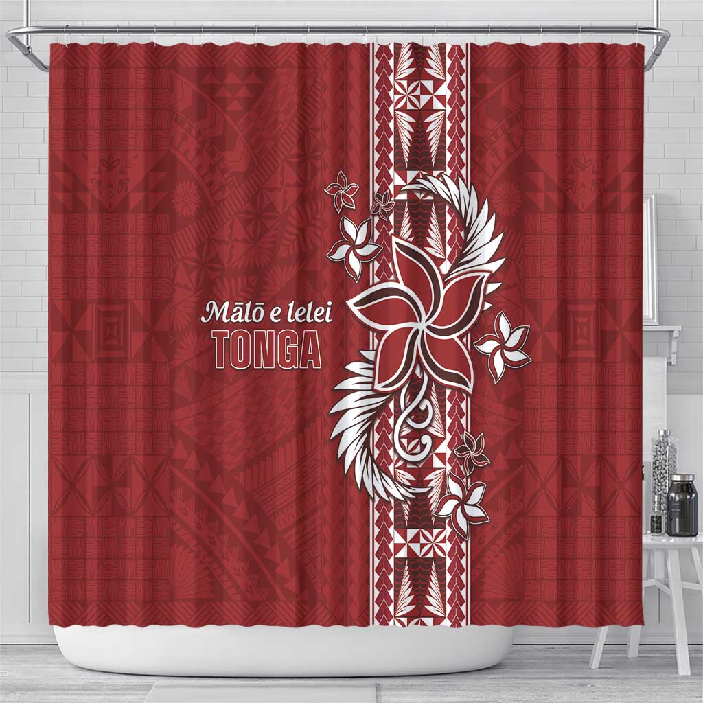Tonga Language Week Shower Curtain Malo e Lelei Kupesi Ngatu Pattern