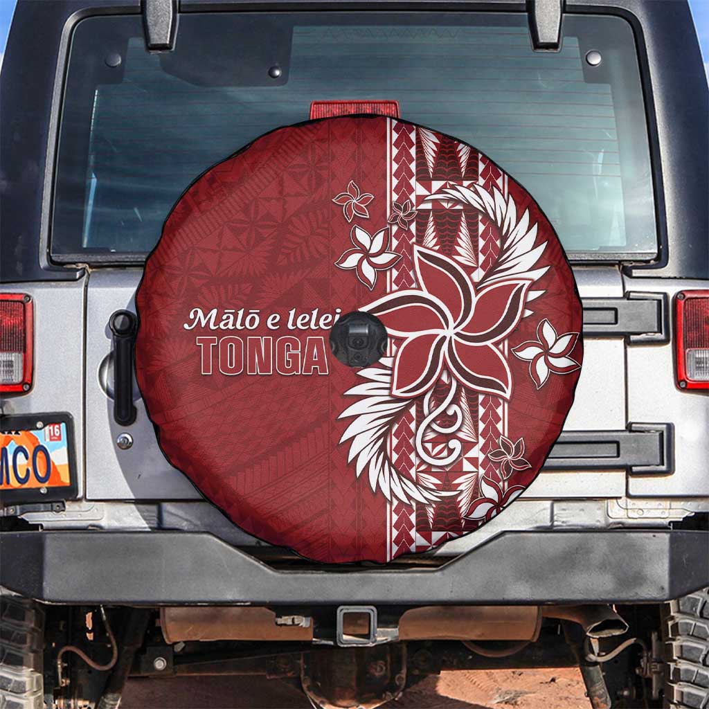 Tonga Language Week Spare Tire Cover Malo e Lelei Kupesi Ngatu Pattern LT05 Red - Polynesian Pride