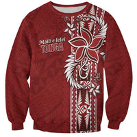 Tonga Language Week Sweatshirt Malo e Lelei Kupesi Ngatu Pattern LT05 Unisex Red - Polynesian Pride