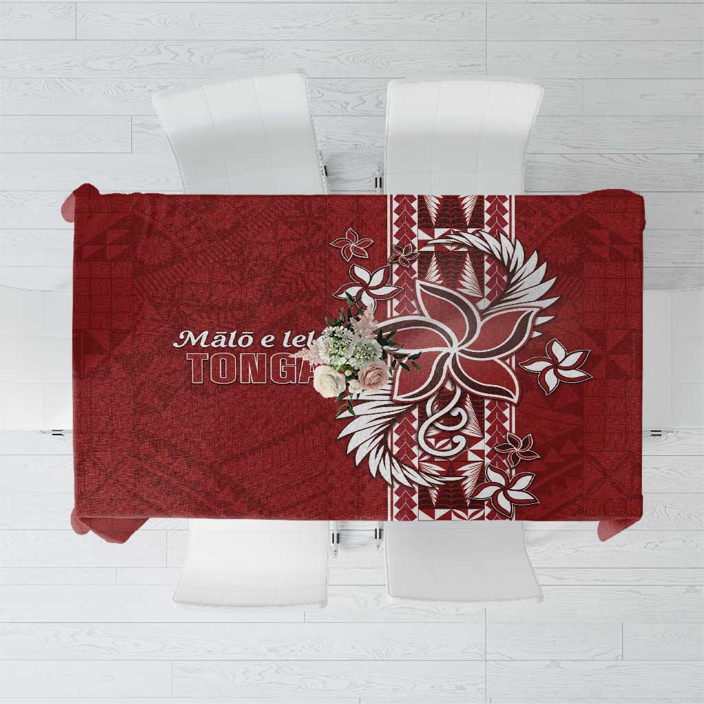 Tonga Language Week Tablecloth Malo e Lelei Kupesi Ngatu Pattern LT05 Red - Polynesian Pride