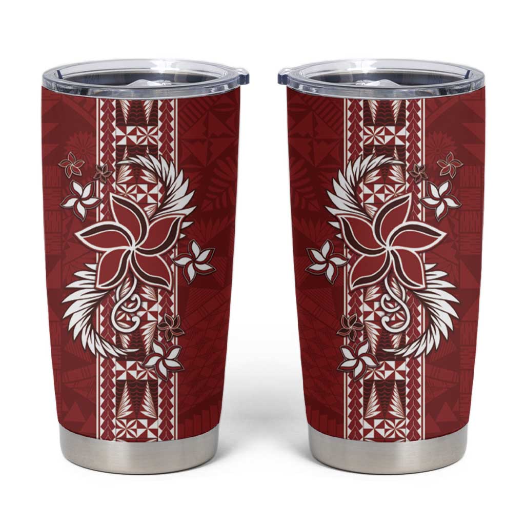 Tonga Language Week Tumbler Cup Malo e Lelei Kupesi Ngatu Pattern LT05 Red - Polynesian Pride