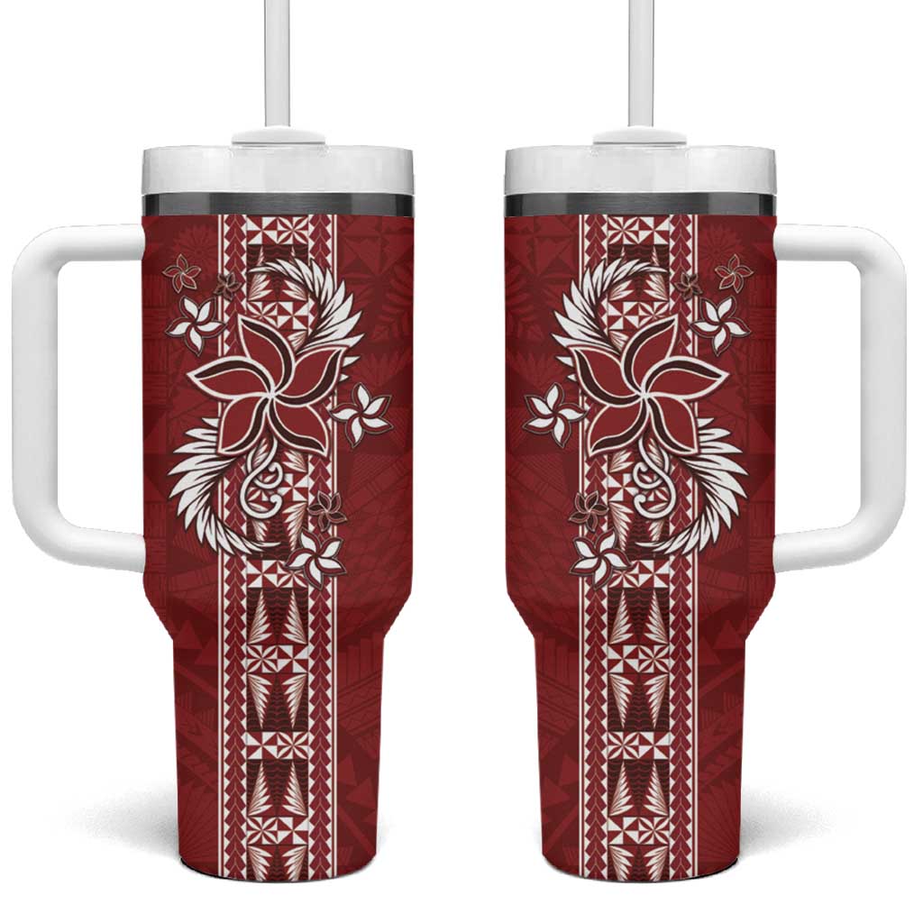 Tonga Language Week Tumbler With Handle Malo e Lelei Kupesi Ngatu Pattern