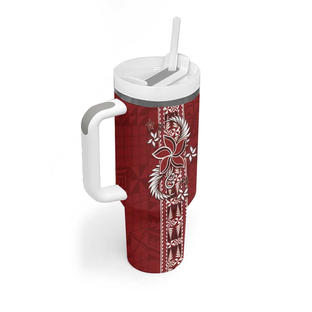 Tonga Language Week Tumbler With Handle Malo e Lelei Kupesi Ngatu Pattern LT05 - Polynesian Pride