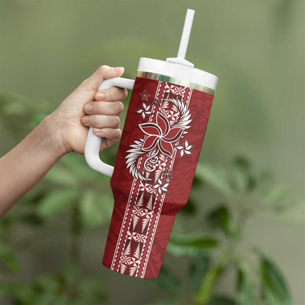 Tonga Language Week Tumbler With Handle Malo e Lelei Kupesi Ngatu Pattern LT05 - Polynesian Pride