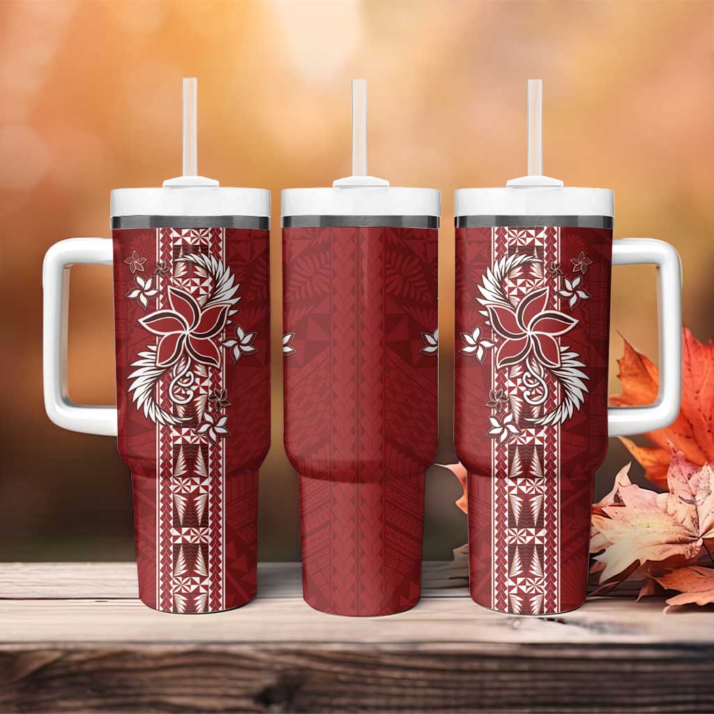 Tonga Language Week Tumbler With Handle Malo e Lelei Kupesi Ngatu Pattern LT05 - Polynesian Pride
