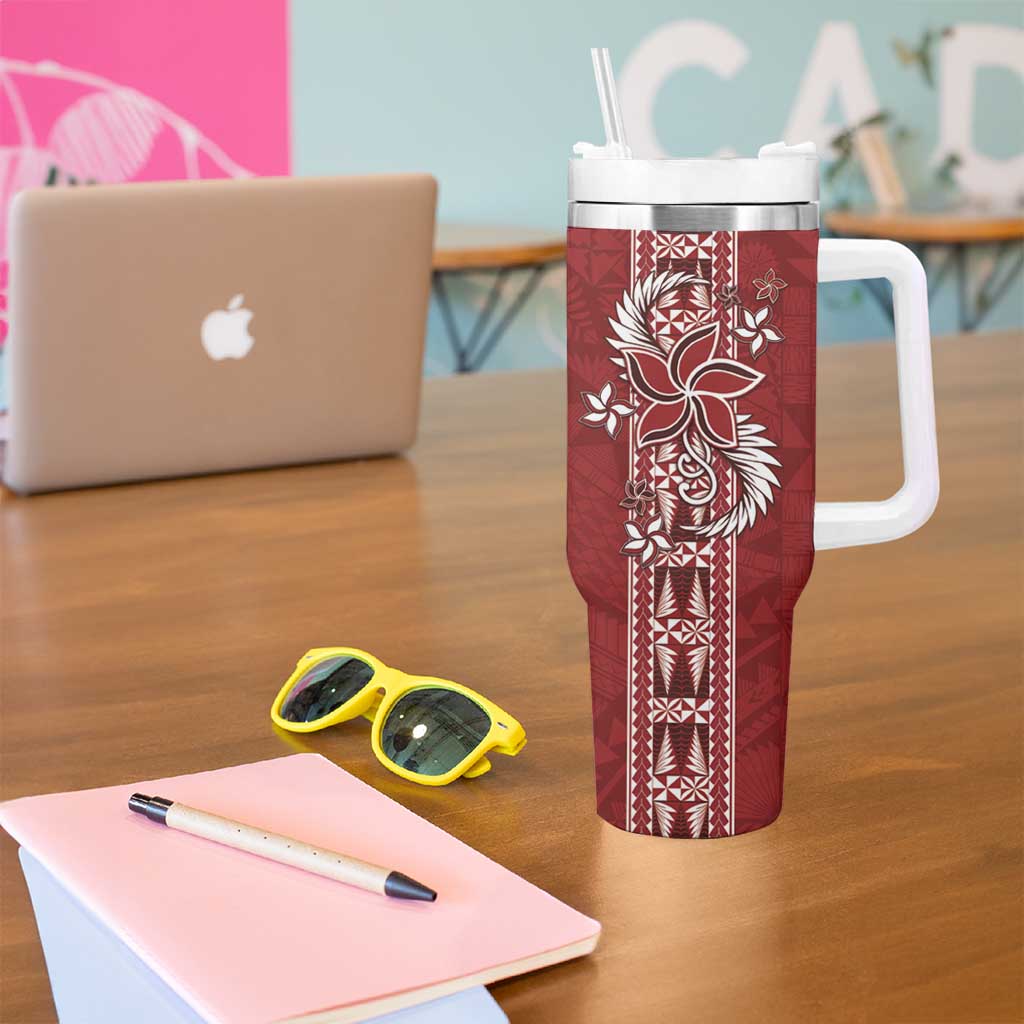 Tonga Language Week Tumbler With Handle Malo e Lelei Kupesi Ngatu Pattern LT05 - Polynesian Pride