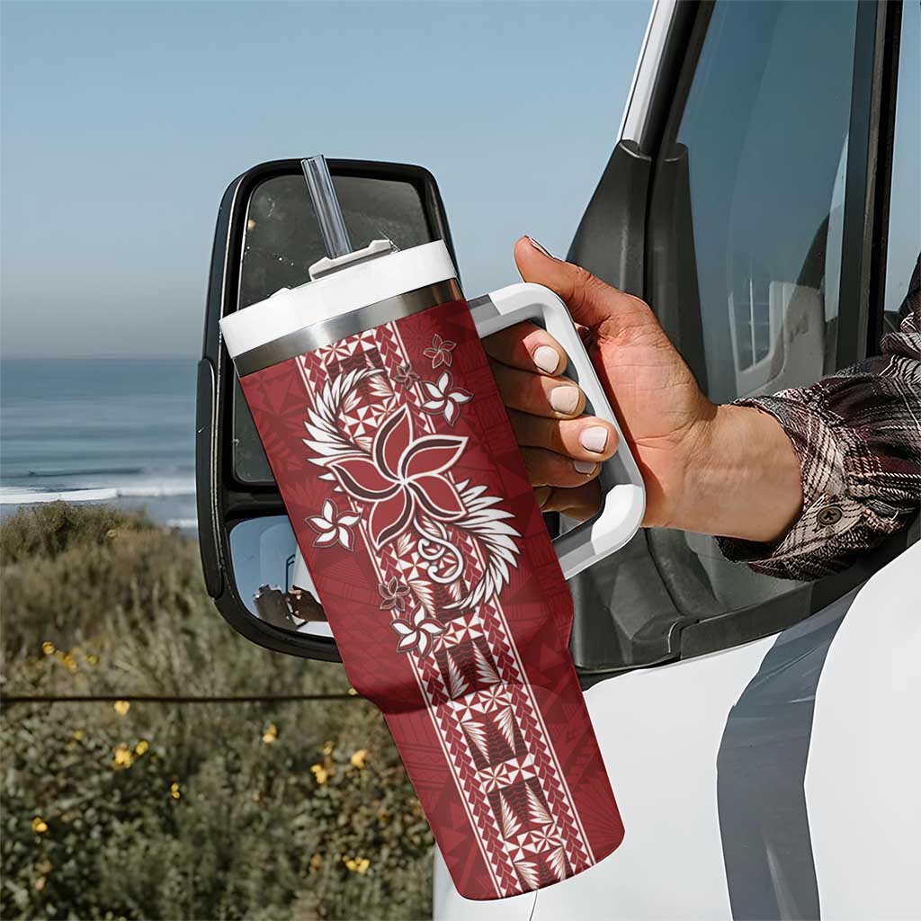 Tonga Language Week Tumbler With Handle Malo e Lelei Kupesi Ngatu Pattern LT05 - Polynesian Pride