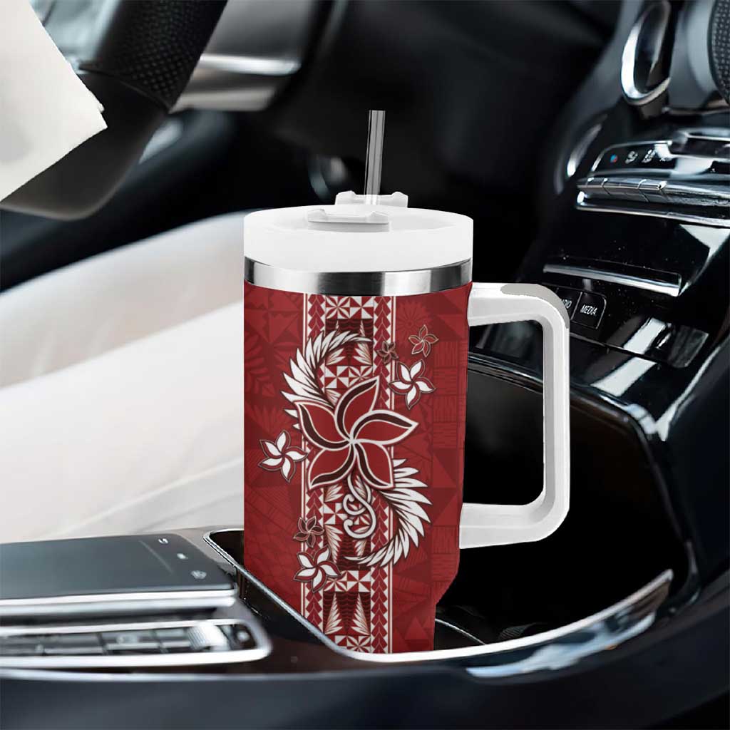 Tonga Language Week Tumbler With Handle Malo e Lelei Kupesi Ngatu Pattern LT05 - Polynesian Pride