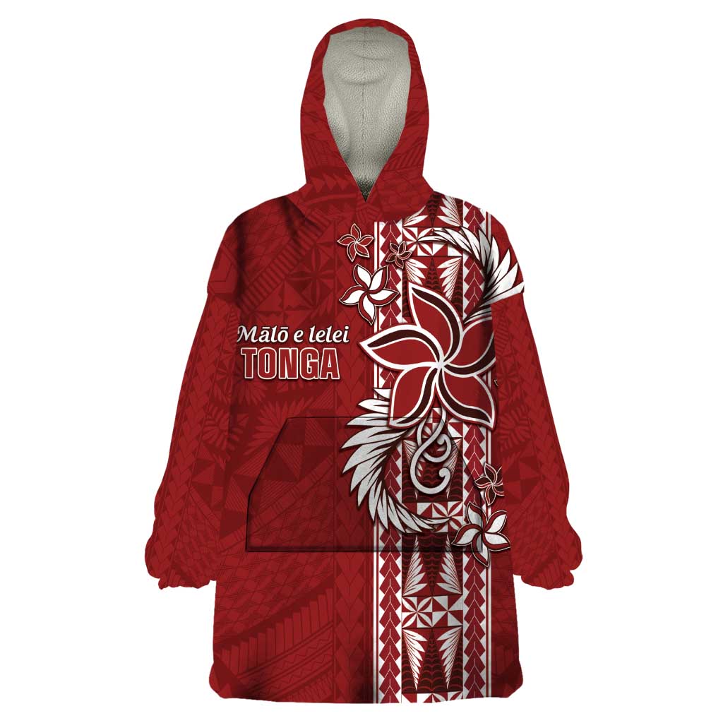Tonga Language Week Wearable Blanket Hoodie Malo e Lelei Kupesi Ngatu Pattern