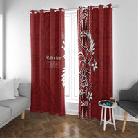 Tonga Language Week Window Curtain Malo e Lelei Kupesi Ngatu Pattern LT05 With Grommets Red - Polynesian Pride
