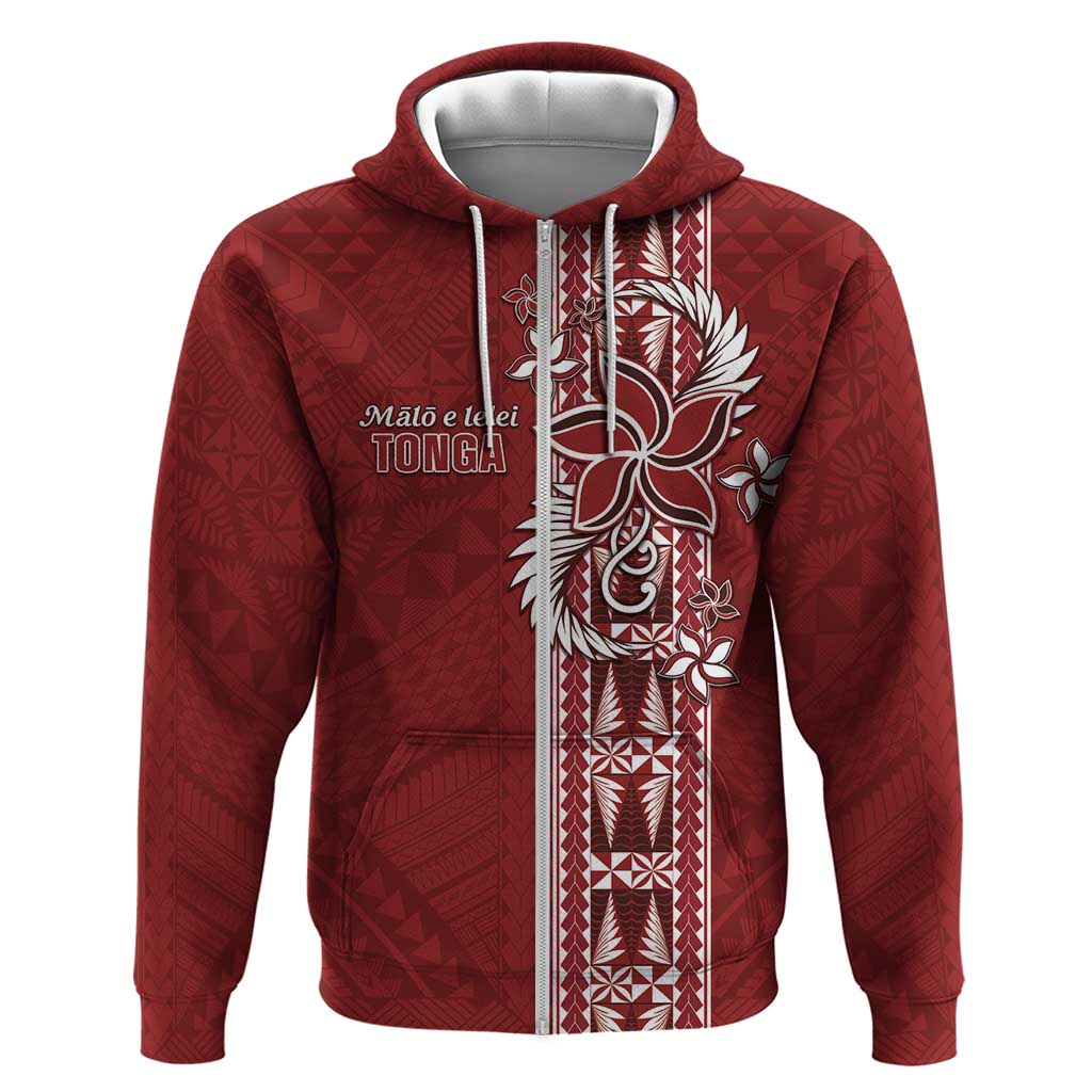 Tonga Language Week Zip Hoodie Malo e Lelei Kupesi Ngatu Pattern