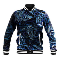 Aotearoa New Zealand Octopus Baseball Jacket Silver Fern Maori Pattern LT05 Unisex Blue - Polynesian Pride