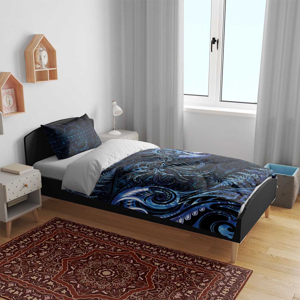 Aotearoa New Zealand Octopus Bedding Set Silver Fern Maori Pattern