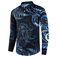 Aotearoa New Zealand Octopus Button Sweatshirt Silver Fern Maori Pattern LT05 - Polynesian Pride