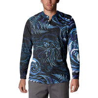 Aotearoa New Zealand Octopus Button Sweatshirt Silver Fern Maori Pattern LT05 - Polynesian Pride