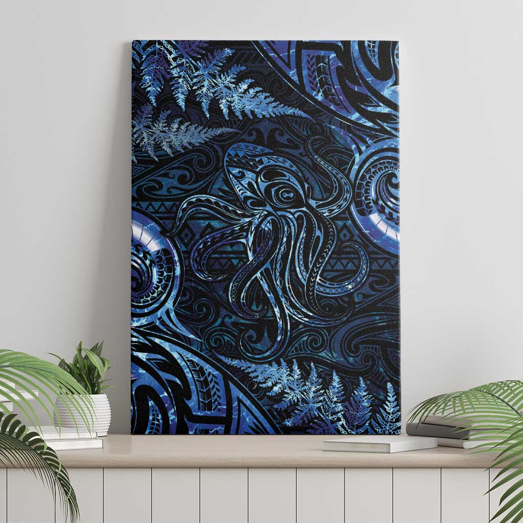 Aotearoa New Zealand Octopus Canvas Wall Art Silver Fern Maori Pattern LT05 - Polynesian Pride