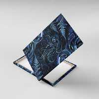 Aotearoa New Zealand Octopus Canvas Wall Art Silver Fern Maori Pattern LT05 With Frame Blue - Polynesian Pride