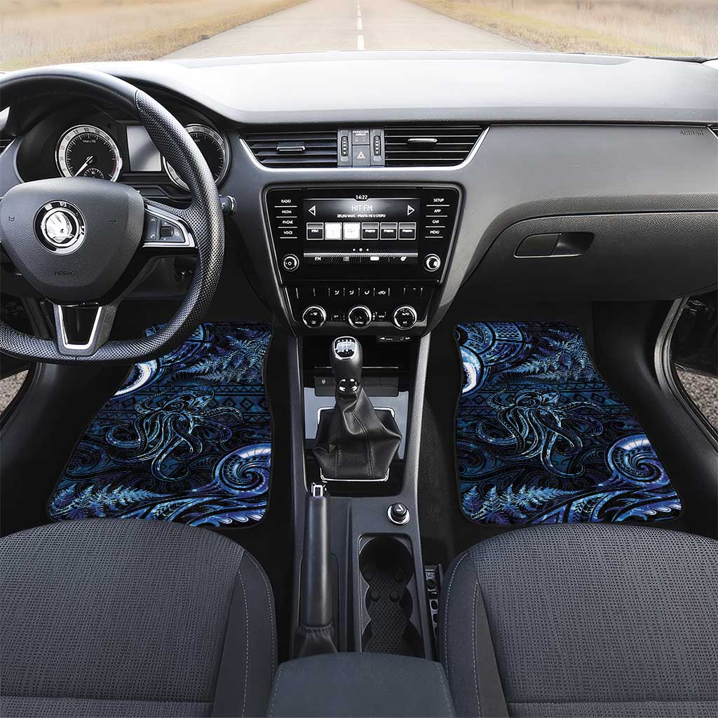 Aotearoa New Zealand Octopus Car Mats Silver Fern Maori Pattern LT05 Set 2pcs - Front Blue - Polynesian Pride