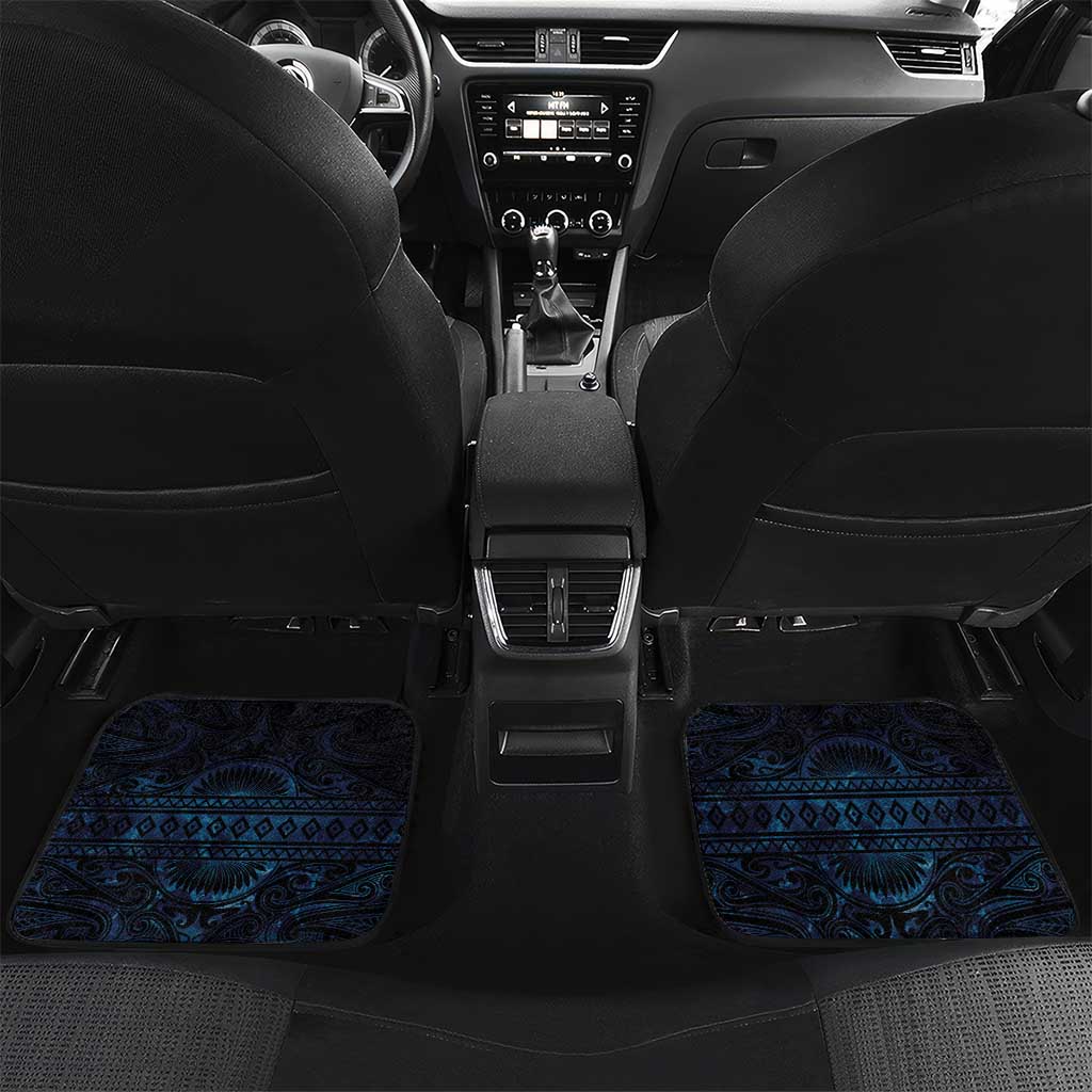 Aotearoa New Zealand Octopus Car Mats Silver Fern Maori Pattern LT05 Set 2pcs - Back Blue - Polynesian Pride